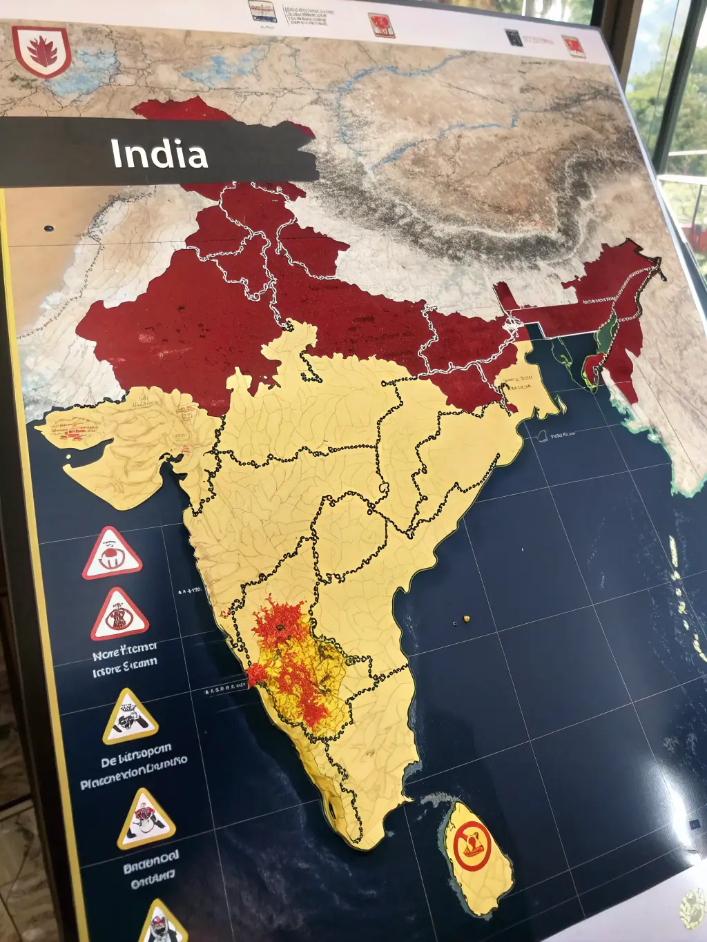 A visual representation of climate data overlaid on a map of India, highlighting areas at risk of climate-related disasters, showcasing AI Bhoomi's climate risk assessment capabilities.