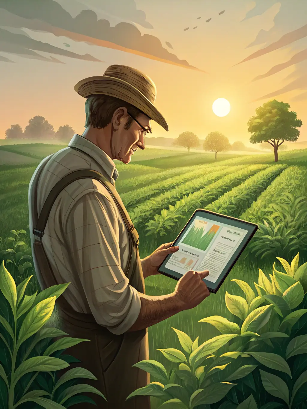 A detailed image showcasing the Crop Yield Prediction Model interface, highlighting key data points such as soil health, weather patterns, and predicted yield output for a specific farm in Maharashtra.
